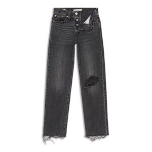 Levi Wedgie Straight Black Distressed Women's Jeans Size 28